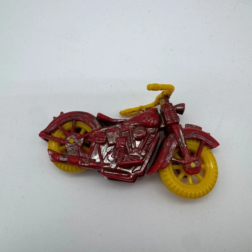 Vintage 1950s Thomas Toys Red Police Motorcycle Plastic Toy Made in USA‎